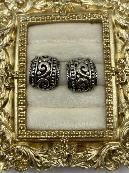 Unbranded Jewelry - Vintage Thai Sterling Silver 925 Post Earrings Scroll Boho Artisan Patina Gift￼
